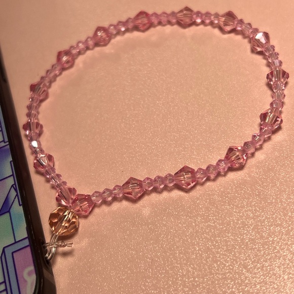 Pink Beaded Phone Charm - Picture 3 of 4